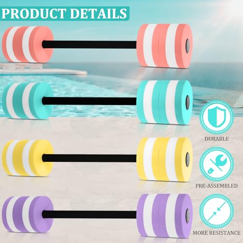 Shappy 4 Pcs Water Dumbbells Set for Pool Exercise - 30 Inch EVA Foam Hand Weights in 4 Colors
