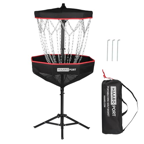 Portable Disc Golf Basket with 16 Heavy Duty Chains - PDGA Approved, Foldable with Carry Bag