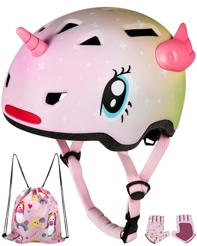 Pink Unicorn Toddler Helmet - Adjustable Kids Bike Helmet for 1-8 Years