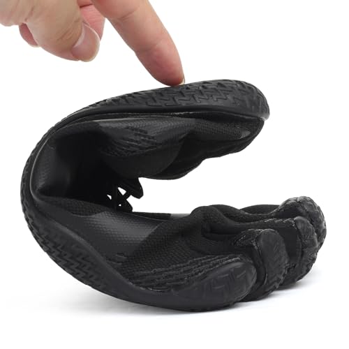 Barefoot Five-Toed Fitness Shoes for Men & Women – Black C, 12 Women / 11 Men – Separated Toe Sneakers for Yoga, Hiking, Gym, Beach