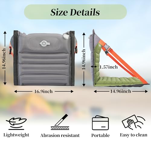 Inflatable Folding Seat with Back Support - Green 2 Pack Portable Camping Chair