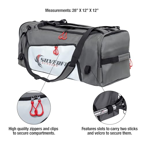 Grey Lacrosse Bag with 2 Stick Holders & Multi Pockets – Backpack & Duffle