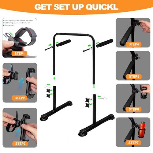 Adjustable Walking Pad Handrail with Phone & Cup Holder, Ergonomic Steel Support