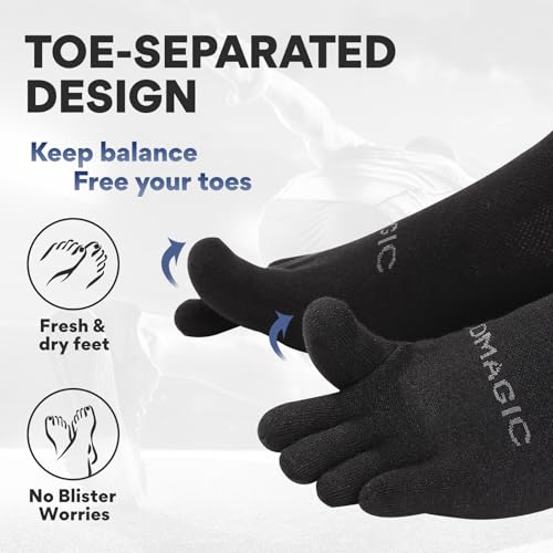Knee High Compression Toe Socks Black 3-Pack Support Hiking Running Travel