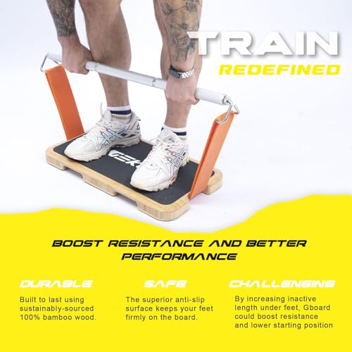 GEKU FIT Bamboo Wood Resistance Band Workout Footplate - Non-Slip Exercise Platform for Full-Body Training