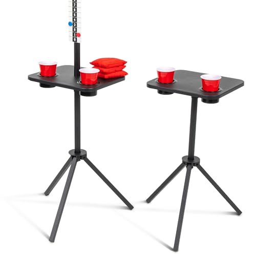 All Weather Cornhole Scoreboard with Drink Holders - Black - Magnetic Yard Game Accessory