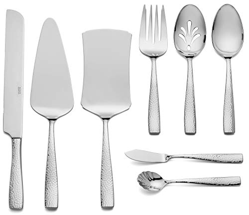 Hammered Stainless Steel Hostess Serving Utensil Set - 8-Piece Cake, Pie, Lasagna Servers