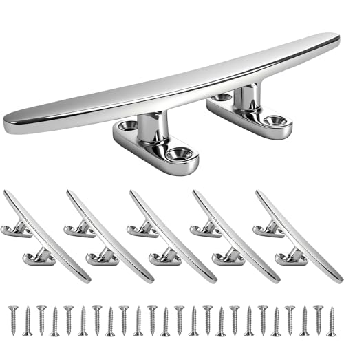 8 Inch Stainless Steel Dock Cleats - Marine Boat Mooring Hardware, 6 Pack