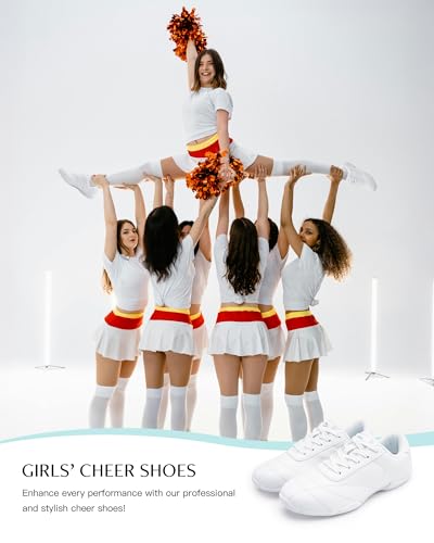 Women Leather Cheer Shoes - White PU Cheerleading Sneakers, Variation of 7