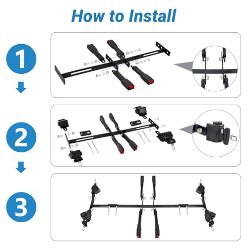 Universal Golf Cart Seat Belt Kit for EZGO Yamaha Club Car - Safety & Easy Installation