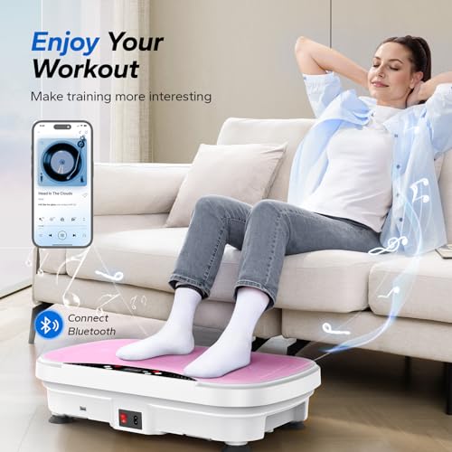 Pink Vibration Plate Exercise Machine with 99 Speeds & Bluetooth | Merach V28