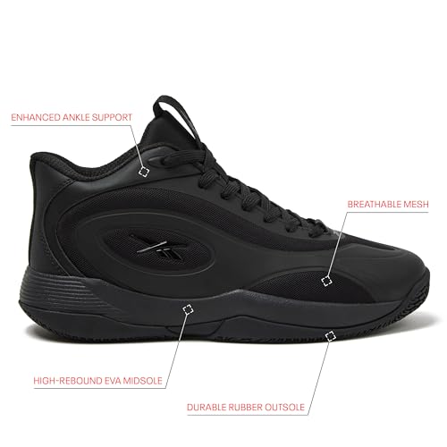 Reebok Mens Open Gym High Top Sneakers - Black/Black/Black, Size 7-14