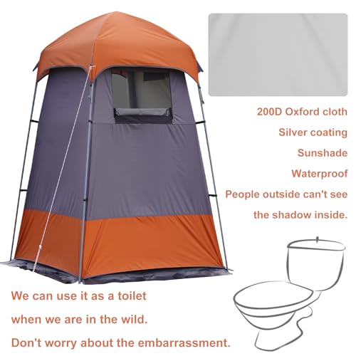 Portable Outdoor Shower Tent Privacy Changing Room Gray Orange - Camping Shelter