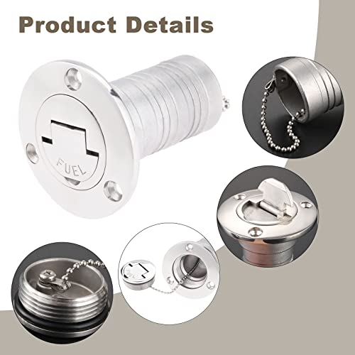 Boat Deck Fuel Filler 1.5 Inch Stainless Steel Marine Gas Cap with Keyless Lock