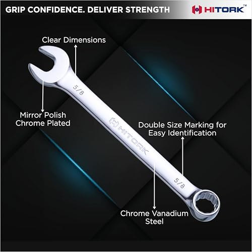 11-Piece SAE Wrench Set with Roll Pouch - Drop Forged Cr-V Steel, Chrome Finish