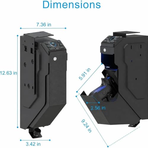 VERPROOF PS0230-BLACK Biometric Gun Safe for Handgun, Fingerprint & Key, Black