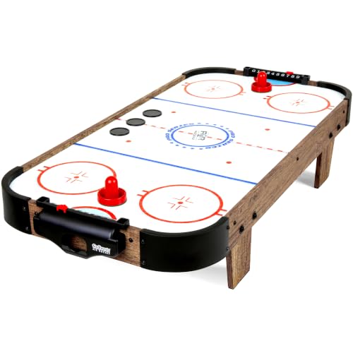 40 Inch Tabletop Air Hockey Game for Kids - Modern Oak Finish