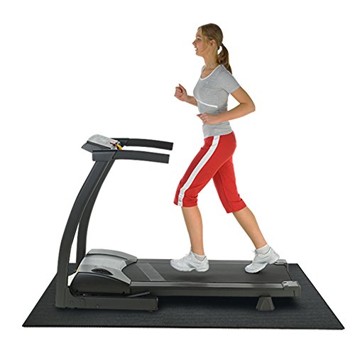 Rubber-Cal 90"L x 48"W x 0.2"Th Black Treadmill Mat for Home Gym, Recycled Rubber