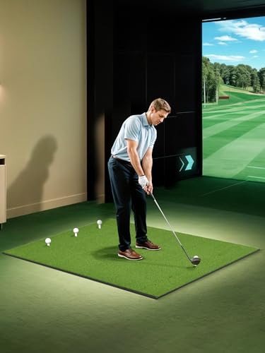 Sturdum Green 5x4ft Golf Hitting Mat Set with Rebound Turf & Tees - 21mm