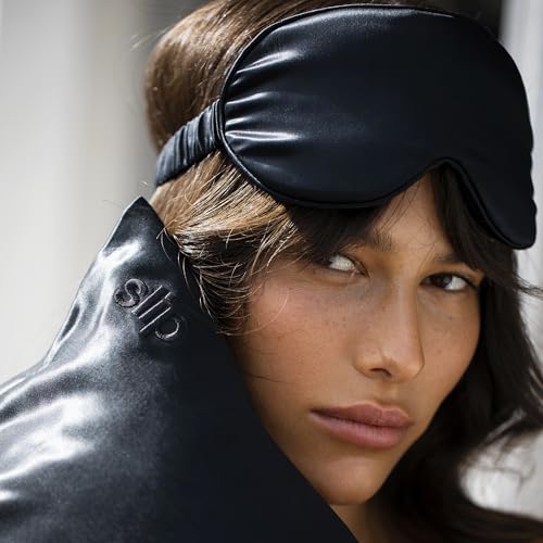 SLIP Black Contour Silk Sleep Mask - Lash-Friendly, Light Blocking Night Mask