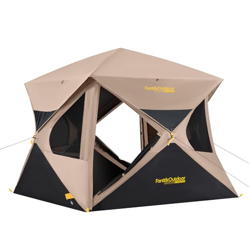FanttikOutdoor Alpha C4 Ultra 4-Person Pop-Up Camping Tent Khaki | Instant Setup Rainfly