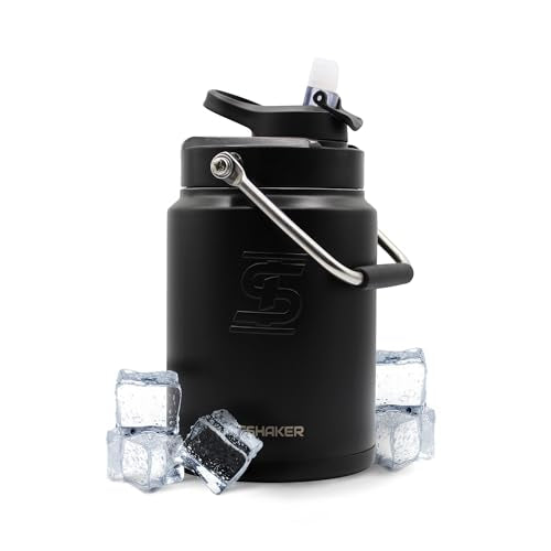 64 oz Insulated Stainless Steel Water Jug - Black, Keeps Cold 60+ Hours