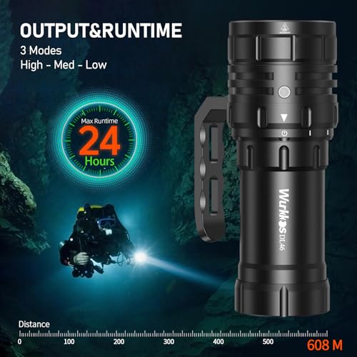 Wurkkos DL46 Black Dive Light 20,000 Lumens Waterproof Scuba Flashlight