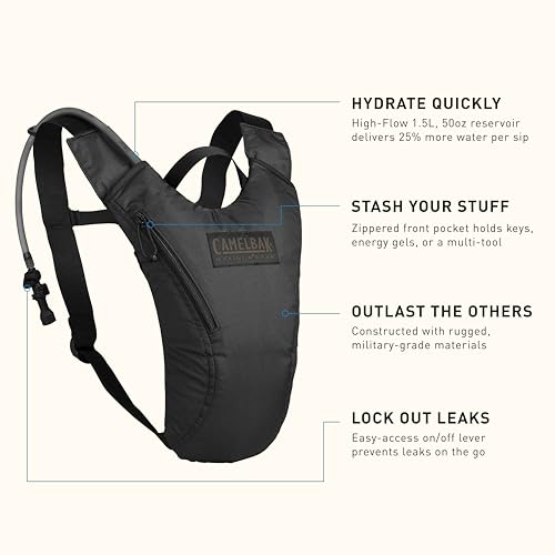 CamelBak HydroBak Tactical Hydration Pack 50oz/1.5L Black – Rugged Water Backpack