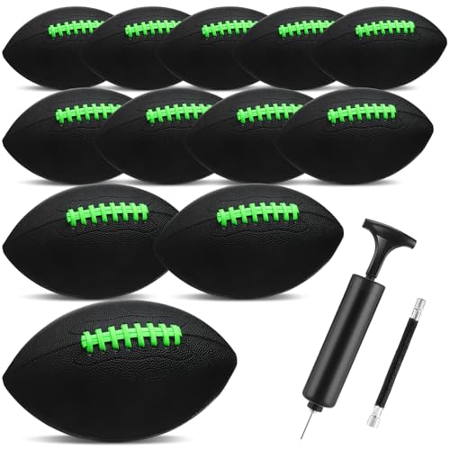 Official Size Composite Leather Footballs Set with Pump - 12 Pack for Training & Recreation