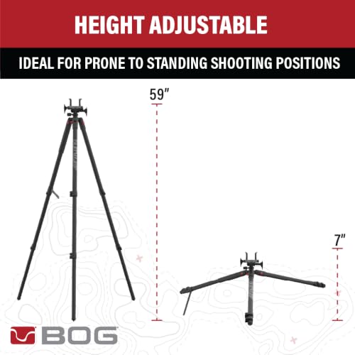 BOG DeathGrip Hunting Tripod Black Aluminum 7-59" Shooting Rest with Clamp