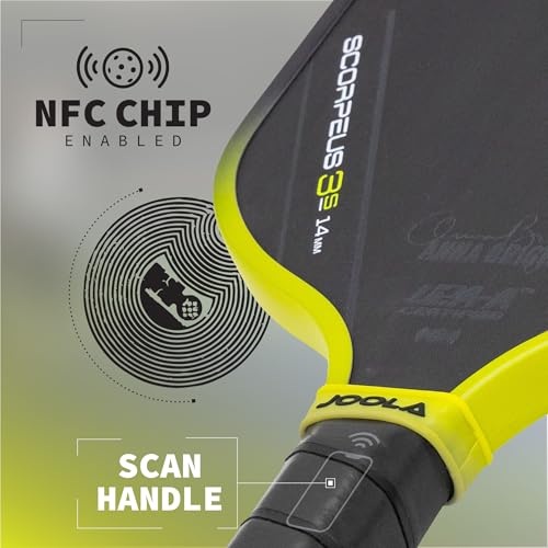 JOOLA Scorpeus Pickleball Paddle - Raw Carbon Fiber Surface, 14mm, Wide Body & Aero Curve, UPA-A Certified