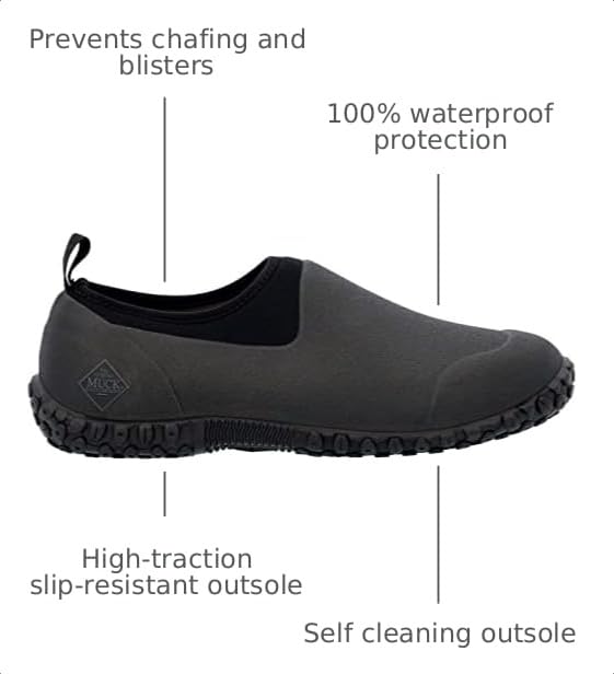 Men's Rubber Garden Shoes - Waterproof, Slip-Resistant, Black 11 - Muckster II Low