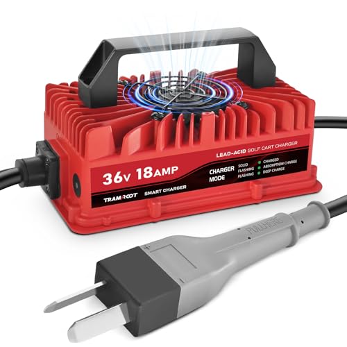 36V 18A Lead Acid Golf Cart Battery Charger for Club Car, EZGO & Yamaha - Waterproof & Portable with Trickling Mode