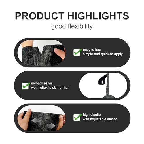 Onida 4" x 5 Yards Self Adhesive Elastic Bandage Wrap - Black