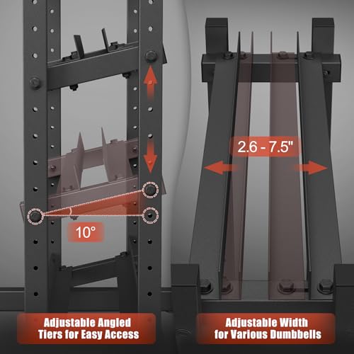 Jusgym 3-Tier Adjustable Dumbbell Rack Stand 48.39x18.7x36.54 inch, Supports 1200LBS