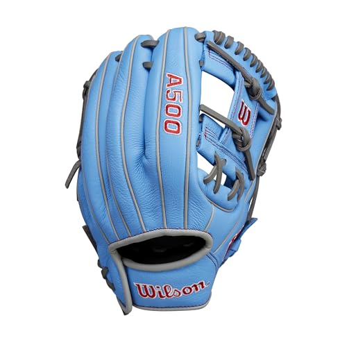 Youth Baseball Glove 11" Infield Right Hand Throw Blue/Grey/Red - Wilson A500
