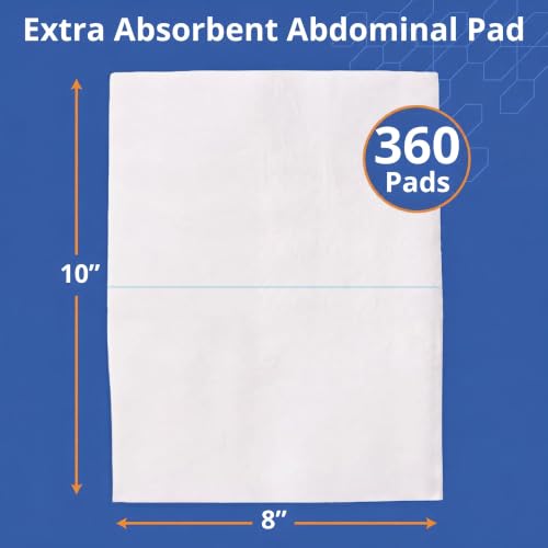 Sterile Abdominal Pads 8 x 10 Inches - 360 Count, Latex-Free, Non-Woven, Absorbent