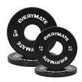 EVERYMATE Black 15 LB (2.5+5 LB) Olympic Weight Plates Set - Rubber Coated, Fractional Bumper Plates for Strength Training