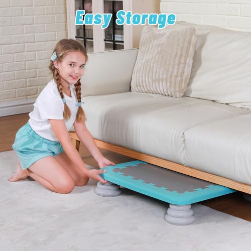Kids Mini Trampoline 25 Inch Sensory Bouncing Board with Non-Slip Blue Base