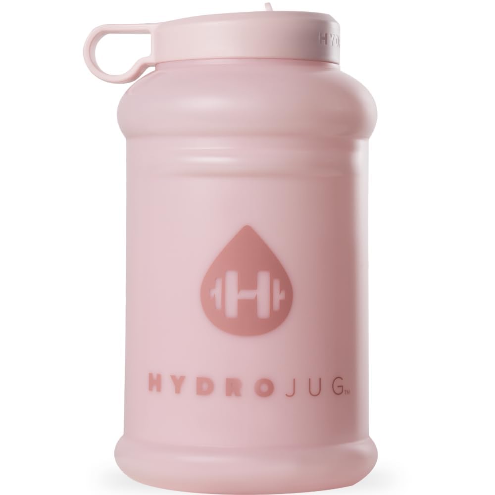 HydroJug Half Gallon Water Bottle 73oz - Refillable, Reusable Jug with Carry Handle - Leakproof Guarantee - Great for On-The-Go Hydration - Dishwasher Safe, BPA Free, Pink Sand (Pro Jug V2)