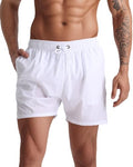 Men's Quick Dry Swim Trunks - 5 Inch Inseam, Mesh Liner, Beach Shorts, Large White