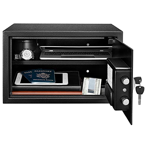 Steel Security Safe with Digital Lock 1.2 Cu Ft Removable Shelf Black