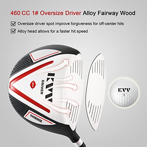 KVV Men's 11-Piece Golf Club Set - Right-Handed, Black, Without Stand Bag