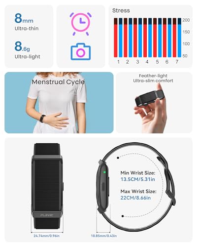 PJIVE Black Smart Fitness Bracelet with Heart Rate Blood Pressure Sleep Monitoring 170+ Modes