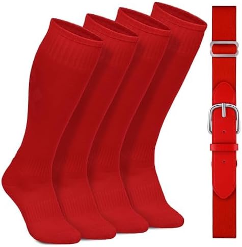 Regine Switzerland Youth Baseball Socks & Belt - Adjustable Cotton, 2 Pairs for Boys & Girls