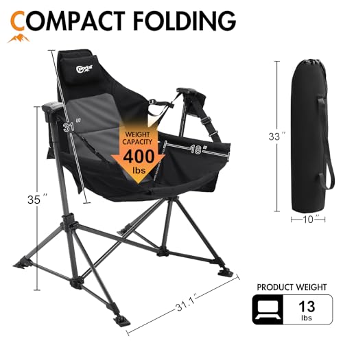 Portal Hammock Camping Chair Black 1 Pack Adjustable Recline Outdoor Seat