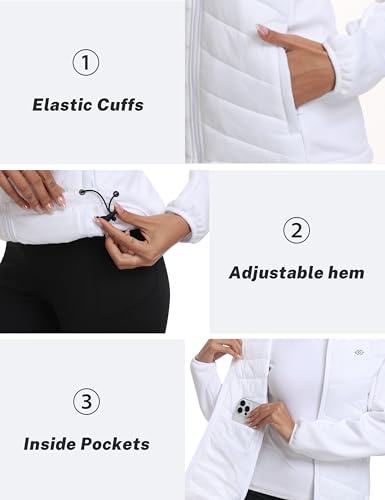Women’s Lightweight Insulated Hiking Jacket Fleece Lined - Medium White