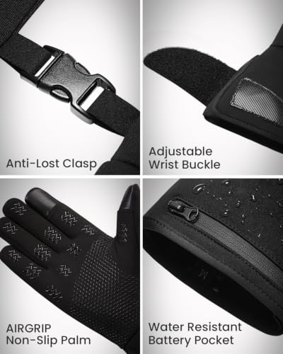 JS LifeStyle Rechargeable Heated Gloves for Men & Women, Black, Medium
