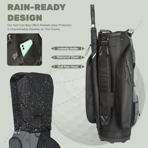Beutyal 15-Way Golf Cart Bag for Men with Organizer Top - Black & Grey