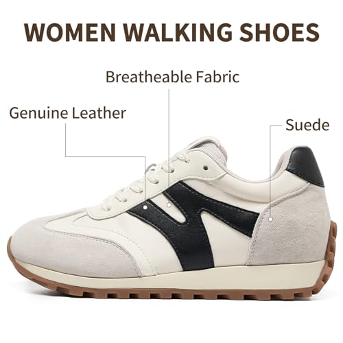 Somiliss Wide Toe Box Breathable Non-Slip Walking Sneakers for Women 7.5 Black
